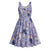Purple Palaka Crane and Flowers Midi Dress Japan Heritage Spirit - Polynesian Pride