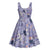 Purple Palaka Crane and Flowers Midi Dress Japan Heritage Spirit - Polynesian Pride