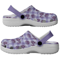 Purple Palaka Hawaii Clogs Shoes Hawaiian Lehua Blossoms LT05 - Polynesian Pride