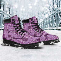 Purple Palaka Hawaii Cowboy All Season Boots Puakenikeni Lei Paniolo Papale Seamless Vibes - Polynesian Pride