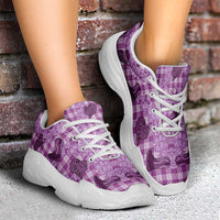 Purple Palaka Hawaii Cowboy Chunky Sneakers Puakenikeni Lei Paniolo Papale Seamless Vibes - Polynesian Pride