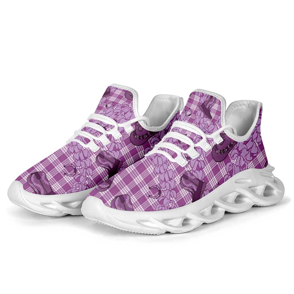 Purple Palaka Hawaii Cowboy Clunky Sneakers Puakenikeni Lei Paniolo Papale Seamless Vibes - Polynesian Pride