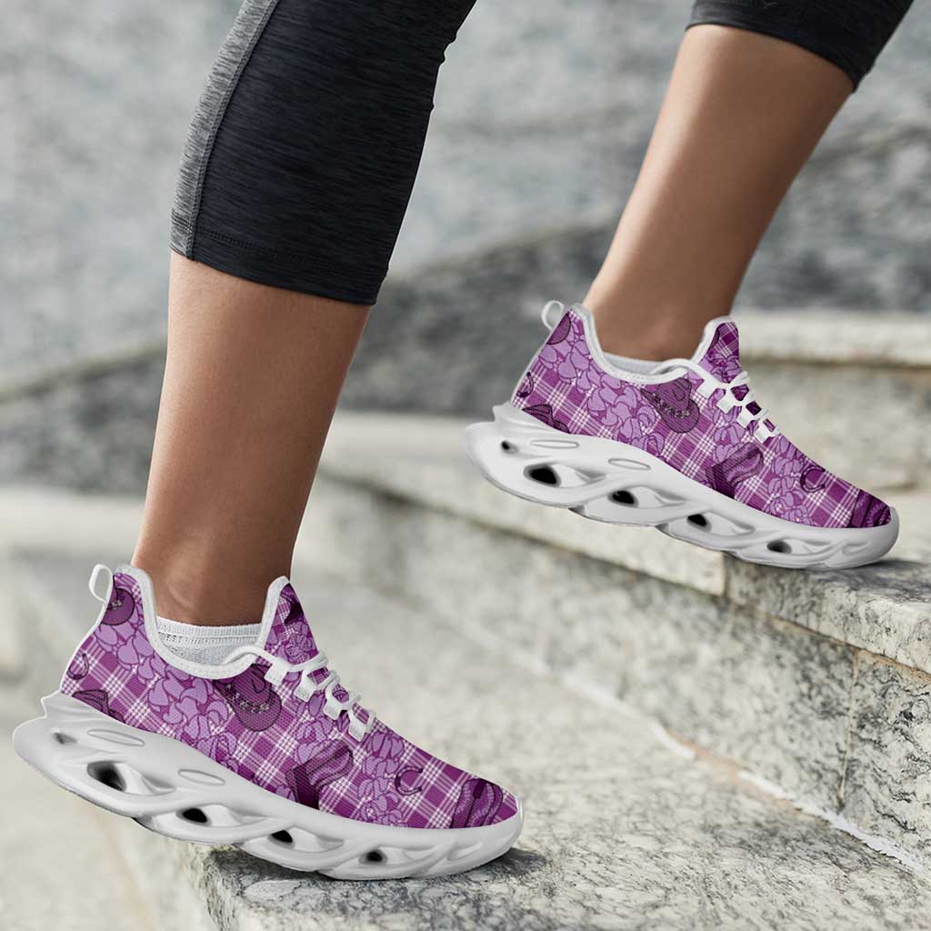 Purple Palaka Hawaii Cowboy Clunky Sneakers Puakenikeni Lei Paniolo Papale Seamless Vibes - Polynesian Pride