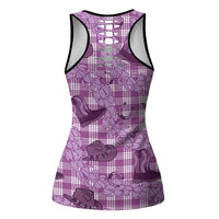 Purple Palaka Hawaii Cowboy Hollow Tank Top Puakenikeni Lei Paniolo Papale Seamless Vibes - Polynesian Pride