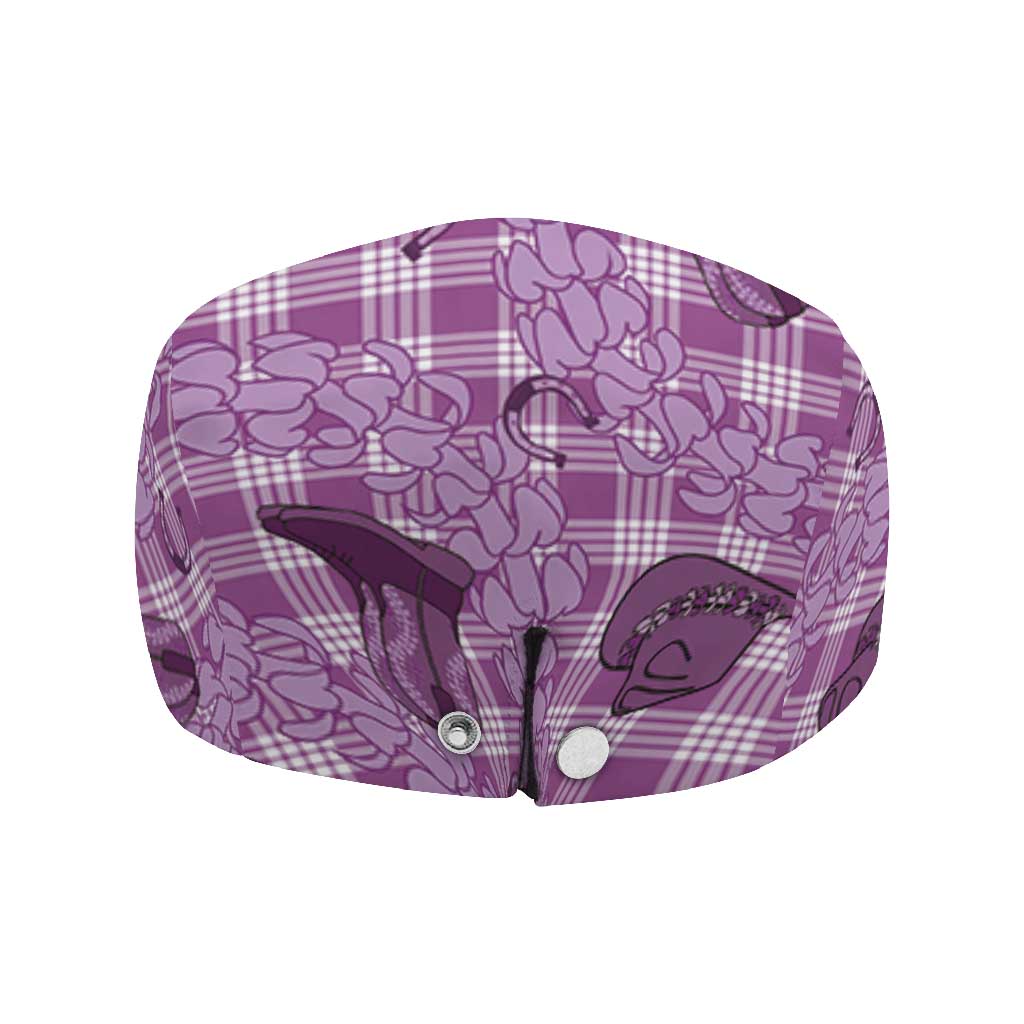 Purple Palaka Hawaii Cowboy Jeff Hat Puakenikeni Lei Paniolo Papale Seamless Vibes - Polynesian Pride