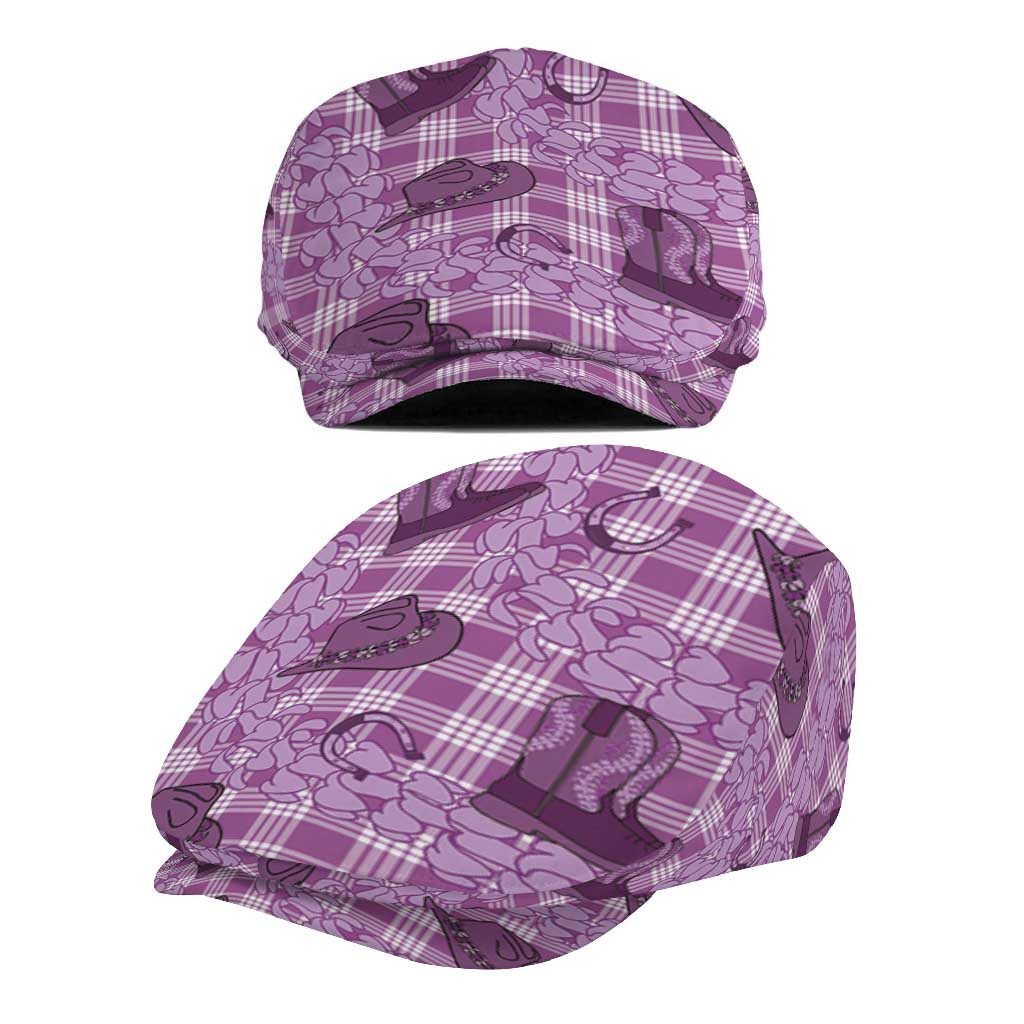 Purple Palaka Hawaii Cowboy Jeff Hat Puakenikeni Lei Paniolo Papale Seamless Vibes - Polynesian Pride