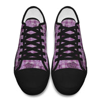 Purple Palaka Hawaii Cowboy Low Top Shoes Puakenikeni Lei Paniolo Papale Seamless Vibes - Polynesian Pride