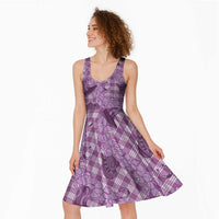 Purple Palaka Hawaii Cowboy Midi Dress Puakenikeni Lei Paniolo Papale Seamless Vibes - Polynesian Pride