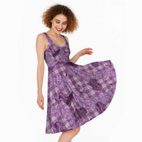 Purple Palaka Hawaii Cowboy Midi Dress Puakenikeni Lei Paniolo Papale Seamless Vibes - Polynesian Pride