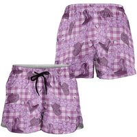 Purple Palaka Hawaii Cowboy Shorts for Women Puakenikeni Lei Paniolo Papale Seamless Vibes - Polynesian Pride
