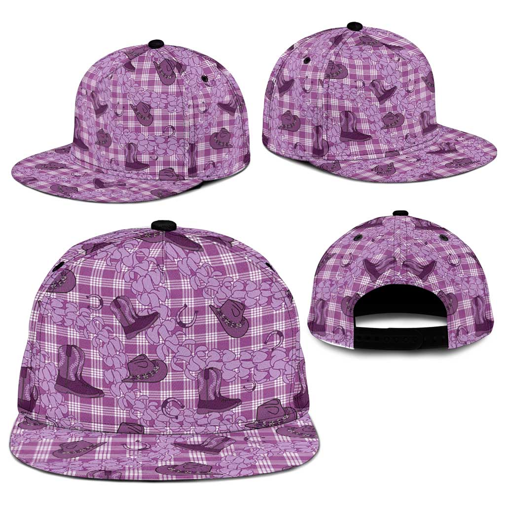 Purple Palaka Hawaii Cowboy Snapback Cap Puakenikeni Lei Paniolo Papale Seamless Vibes - Polynesian Pride