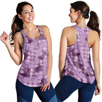 Purple Palaka Hawaii Cowboy Women Racerback Tank Puakenikeni Lei Paniolo Papale Seamless Vibes - Polynesian Pride