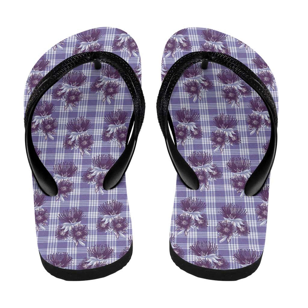 Purple Palaka Hawaii Flip Flops Hawaiian Lehua Blossoms LT05 - Polynesian Pride
