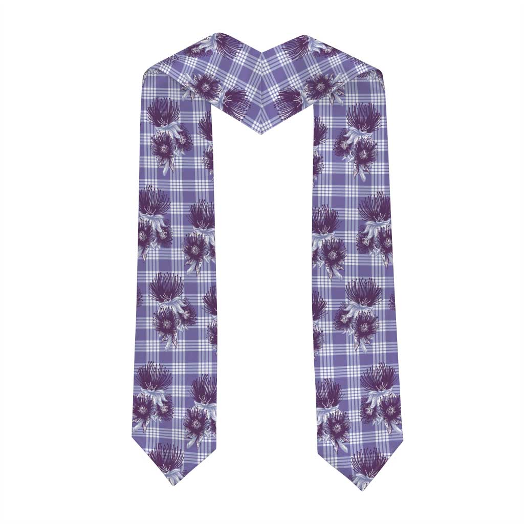 Purple Palaka Hawaii Graduation Stole Hawaiian Lehua Blossoms LT05 - Polynesian Pride