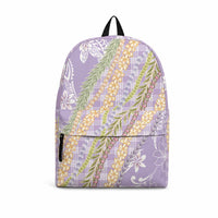 Purple Palaka Hawaii Leis Backpack Hawaiian-plaid Elegant Tropical Vibes LT14 Purple - Polynesian Pride