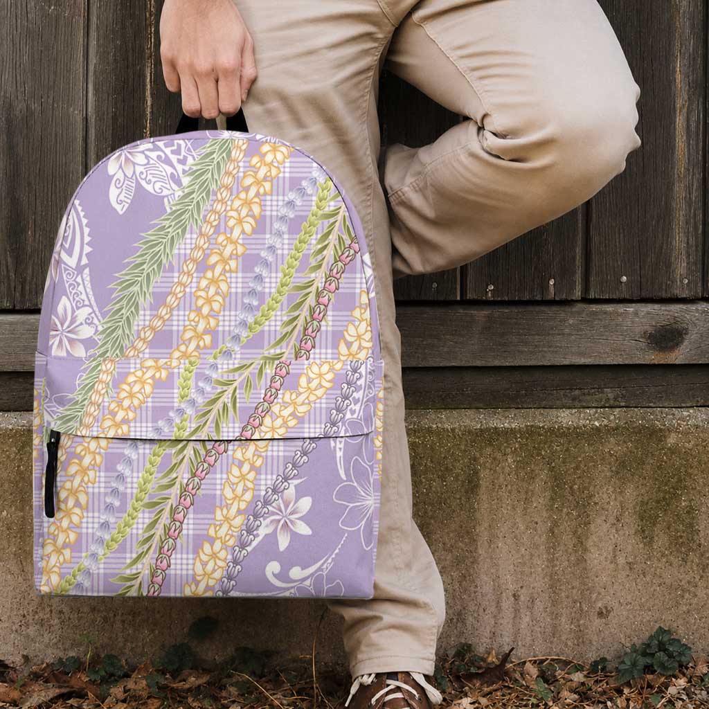 Purple Palaka Hawaii Leis Backpack Hawaiian-plaid Elegant Tropical Vibes LT14 - Polynesian Pride