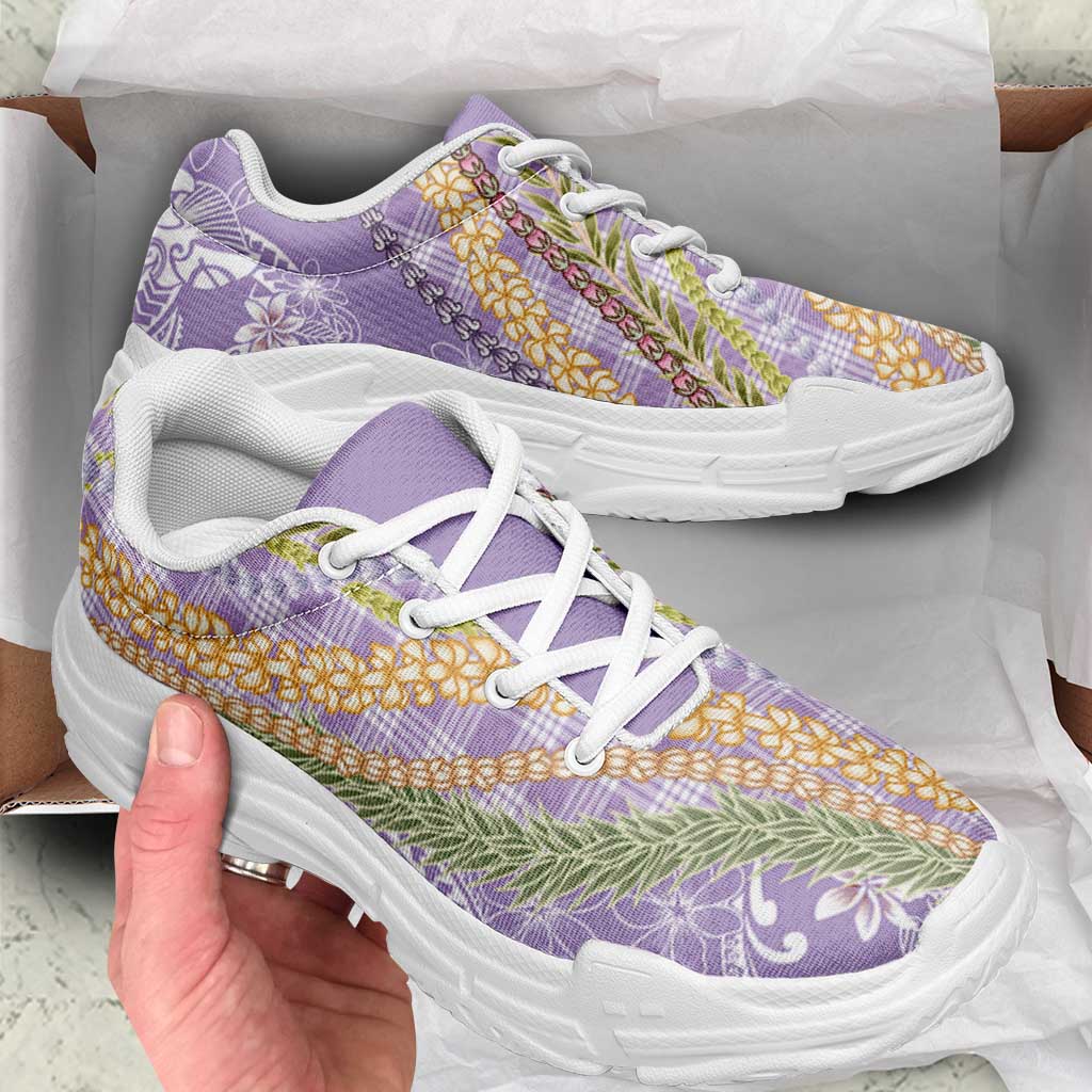 Purple Palaka Hawaii Leis Chunky Sneakers Hawaiian-plaid Elegant Tropical Vibes LT14 - Polynesian Pride