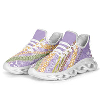 Purple Palaka Hawaii Leis Clunky Sneakers Hawaiian-plaid Elegant Tropical Vibes