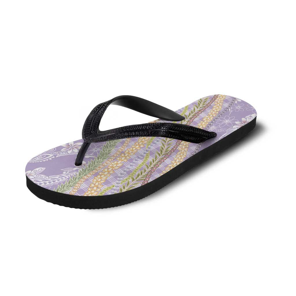Purple Palaka Hawaii Leis Flip Flops Hawaiian-plaid Elegant Tropical Vibes - Polynesian Pride