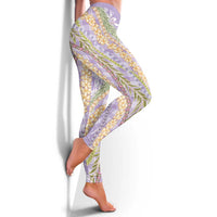 Purple Palaka Hawaii Leis Leggings Hawaiian-plaid Elegant Tropical Vibes - Polynesian Pride