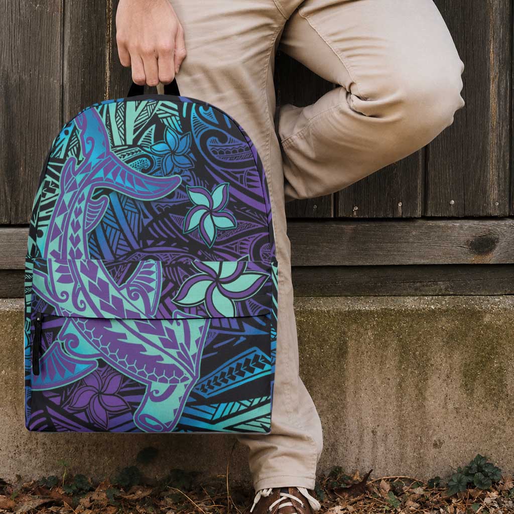 Purple Paradise Hawaiian Tribal Hammerhead Shark Backpack