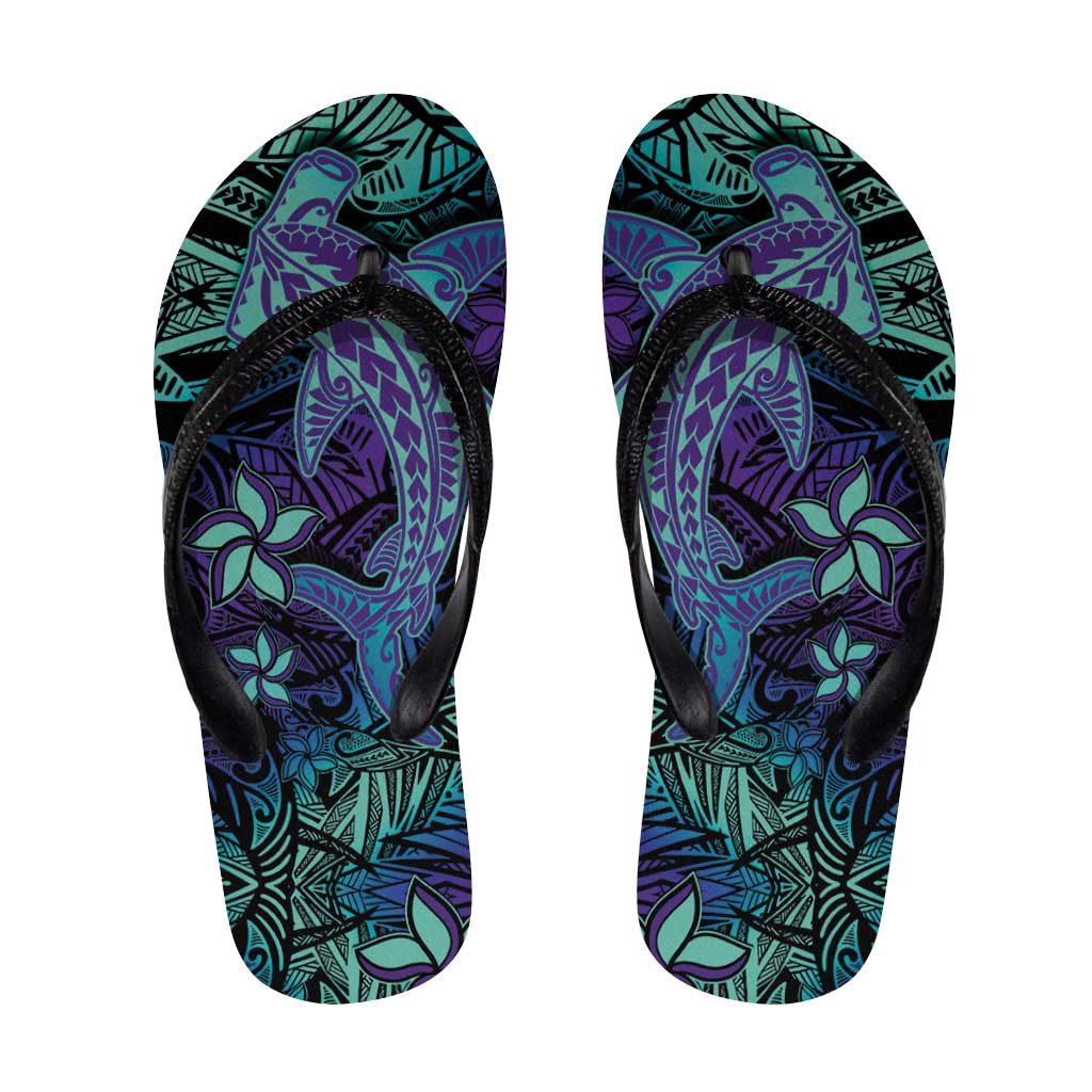 Purple Paradise Hawaiian Tribal Hammerhead Shark Flip Flops - Polynesian Pride