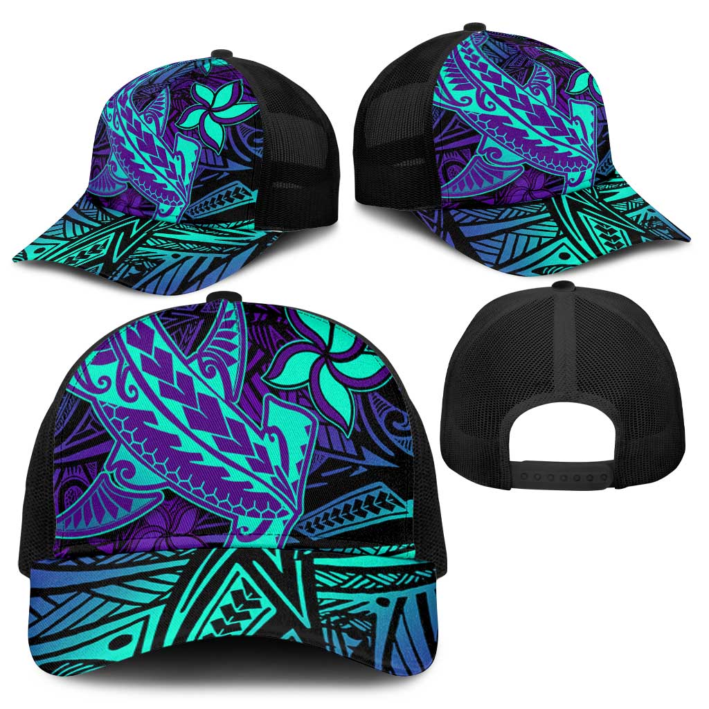 Purple Paradise Polynesian Baseball Net Cap Hawaiian Tribal Hammerhead Shark - Polynesian Pride