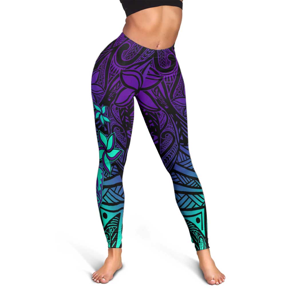 Purple Paradise Polynesian Leggings Hawaiian Tribal Hammerhead Shark LT14