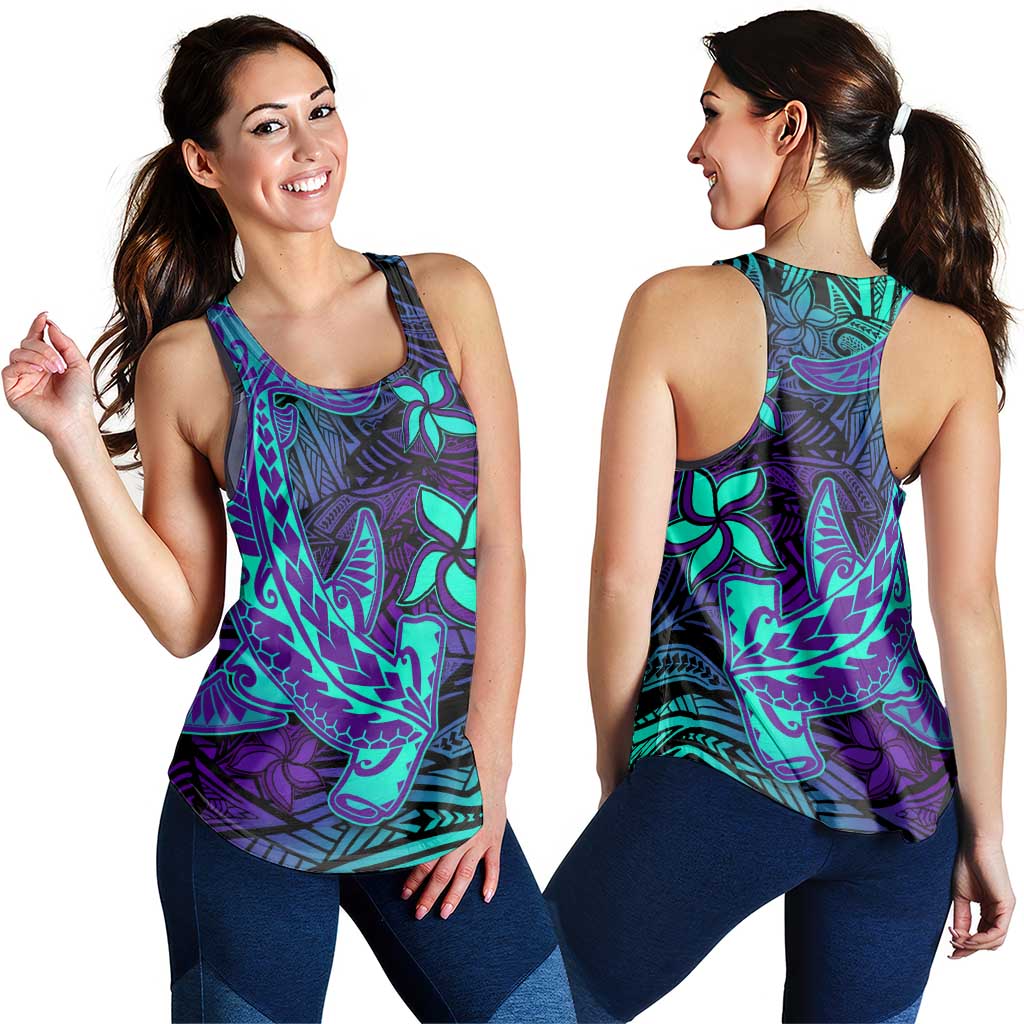 Purple Paradise Polynesian Women Racerback Tank Hawaiian Tribal Hammerhead Shark LT14