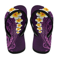 Purple Polynesia Flip Flops Plumeria Tropical Leaves Galaxy Polynesian Art - Polynesian Pride