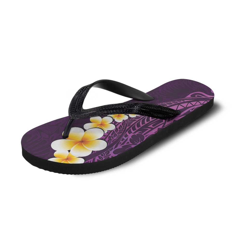 Purple Polynesia Flip Flops Plumeria Tropical Leaves Galaxy Polynesian Art - Polynesian Pride