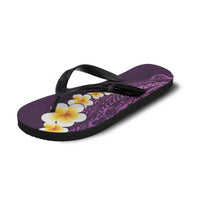 Purple Polynesia Flip Flops Plumeria Tropical Leaves Galaxy Polynesian Art - Polynesian Pride