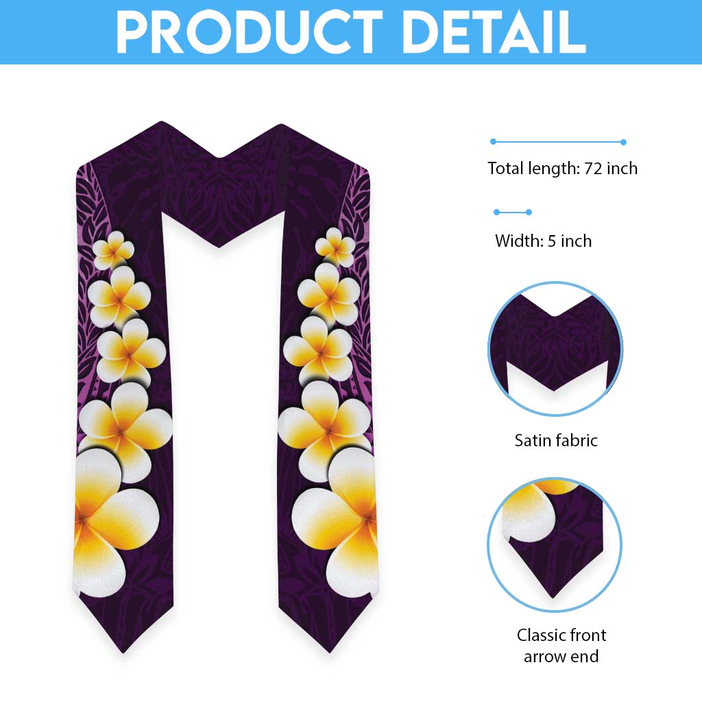 Purple Polynesia Graduation Stole Plumeria Tropical Leaves With Galaxy Polynesian Art