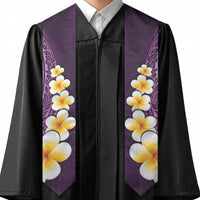 Purple Polynesia Graduation Stole Plumeria Tropical Leaves With Galaxy Polynesian Art