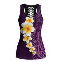 Purple Polynesia Hollow Tank Top Plumeria Tropical Leaves Galaxy Polynesian Art LT14 Female Purple - Polynesian Pride