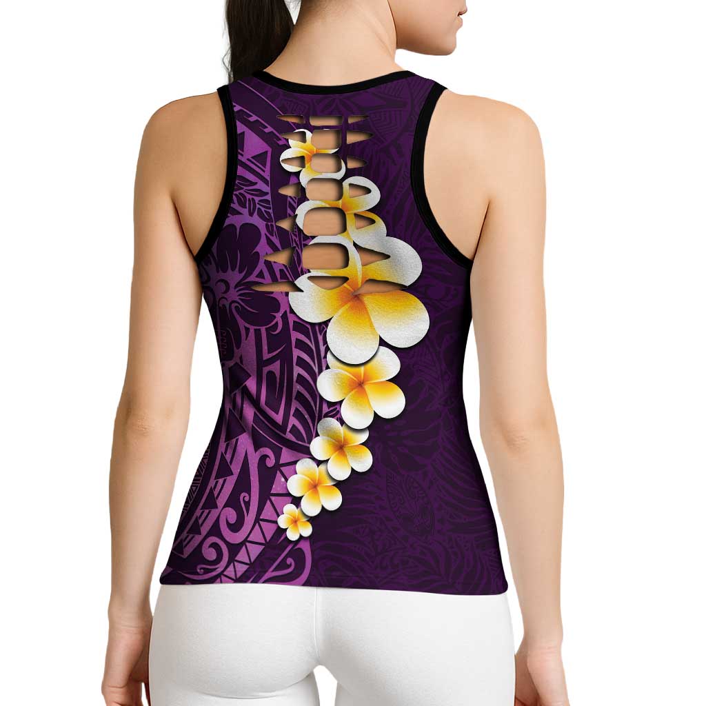 Purple Polynesia Hollow Tank Top Plumeria Tropical Leaves Galaxy Polynesian Art LT14 - Polynesian Pride