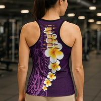 Purple Polynesia Hollow Tank Top Plumeria Tropical Leaves Galaxy Polynesian Art LT14 - Polynesian Pride