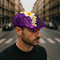 Purple Polynesia Jeff Hat Plumeria Tropical Leaves Galaxy Polynesian Art - Polynesian Pride