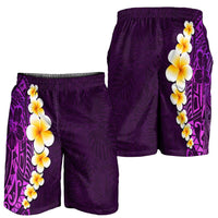 Purple Polynesia Shorts for Men Plumeria Tropical Leaves With Galaxy Polynesian Art LT14 - Polynesian Pride
