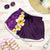 Purple Polynesia Shorts for Women Plumeria Tropical Leaves With Galaxy Polynesian Art - Polynesian Pride