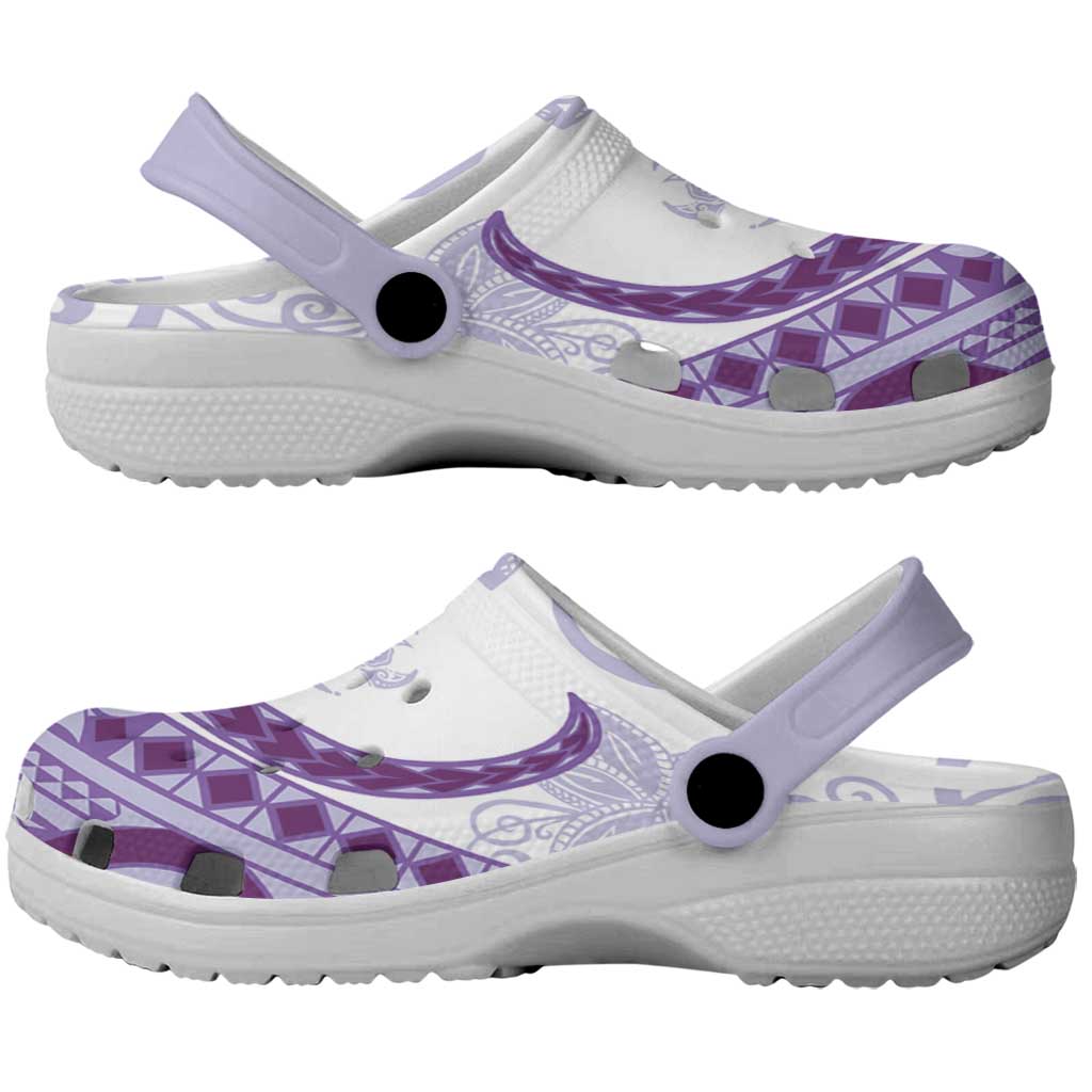 Purple Polynesian Tribal Turtle Floral Pattern Clogs Shoes - Polynesian Pride