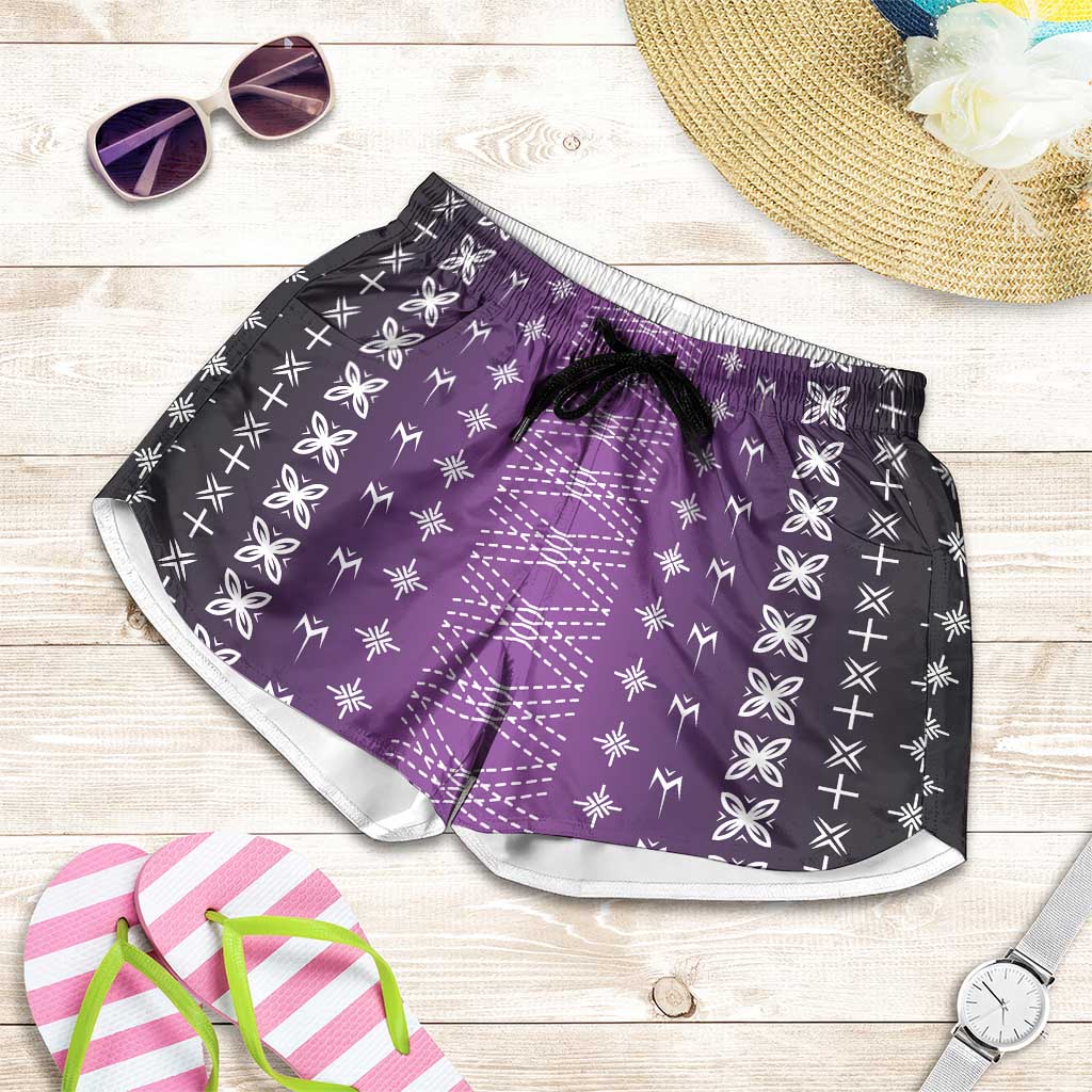 Purple Samoa Malu Tattoo Inspired Shorts for Women LT05 Purple - Polynesian Pride