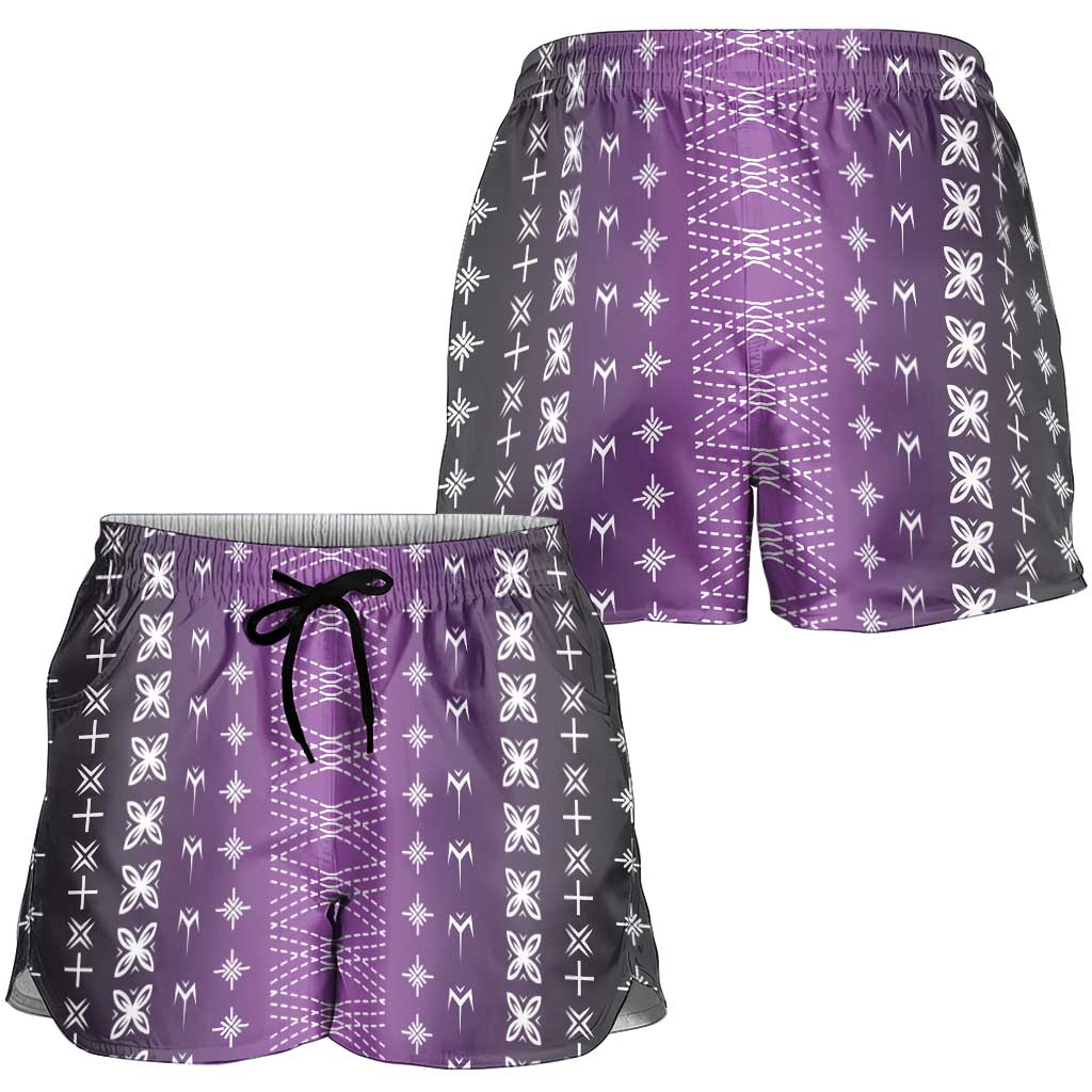 Purple Samoa Malu Tattoo Inspired Shorts for Women LT05 - Polynesian Pride
