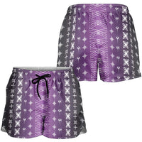 Purple Samoa Malu Tattoo Inspired Shorts for Women LT05 - Polynesian Pride