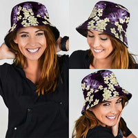 Purple Tropical Hawaii Bucket Hat Seamless Monstera Plumeria Hawaiian Pattern - Polynesian Pride