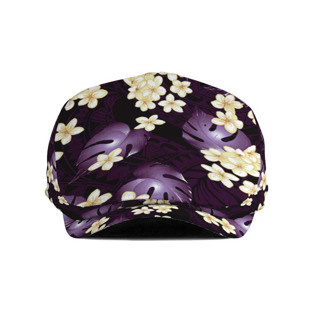 Purple Tropical Hawaii Jeff Hat Seamless Monstera Plumeria Hawaiian Pattern - Polynesian Pride