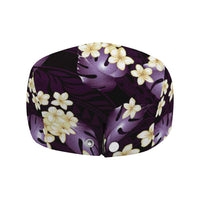 Purple Tropical Hawaii Jeff Hat Seamless Monstera Plumeria Hawaiian Pattern - Polynesian Pride