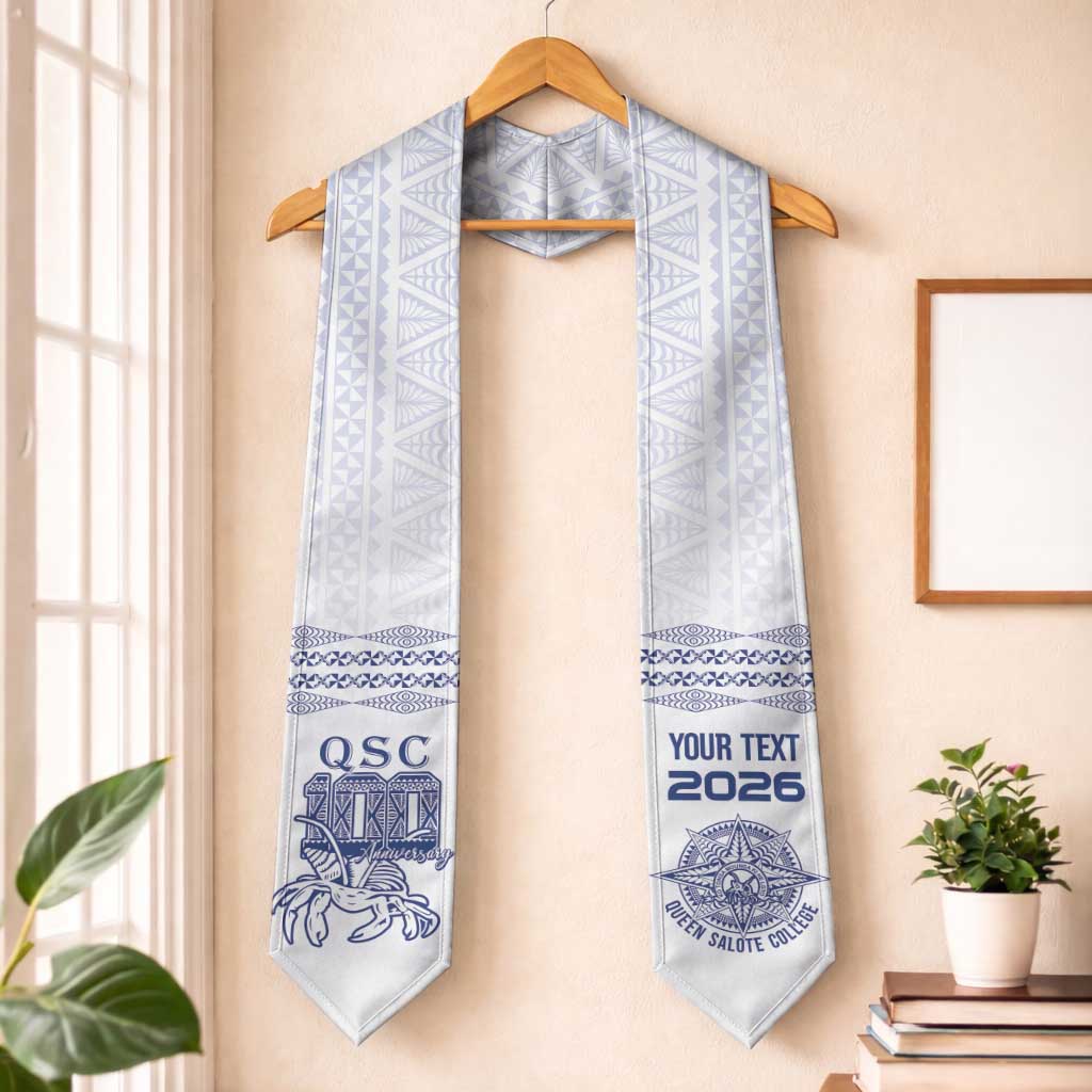 Queen Salote College 100 Years Anniversary Custom Graduation Stole Tonga QSC White LT7 One Size White - Polynesian Pride