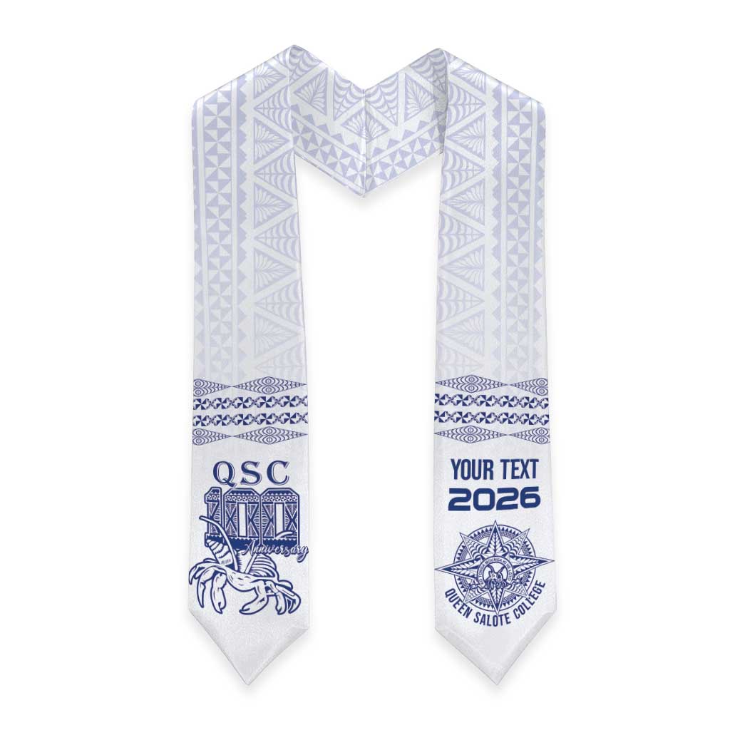 Queen Salote College 100 Years Anniversary Custom Graduation Stole Tonga QSC White LT7 - Polynesian Pride