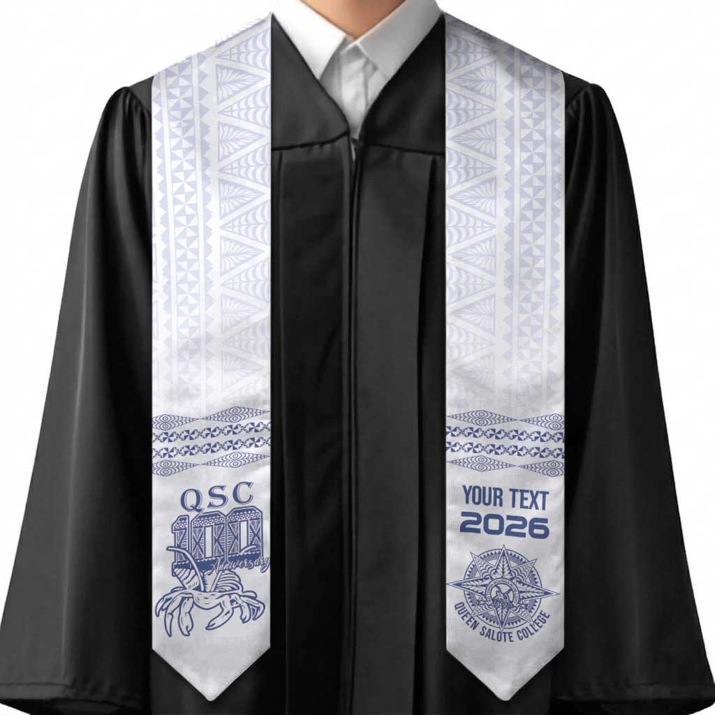 Queen Salote College 100 Years Anniversary Custom Graduation Stole Tonga QSC White LT7 - Polynesian Pride